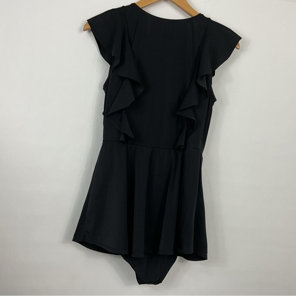 Denim & Co Beach Wrap Front Ruffle Swim Dress Size 10 - Picture 4 of 7